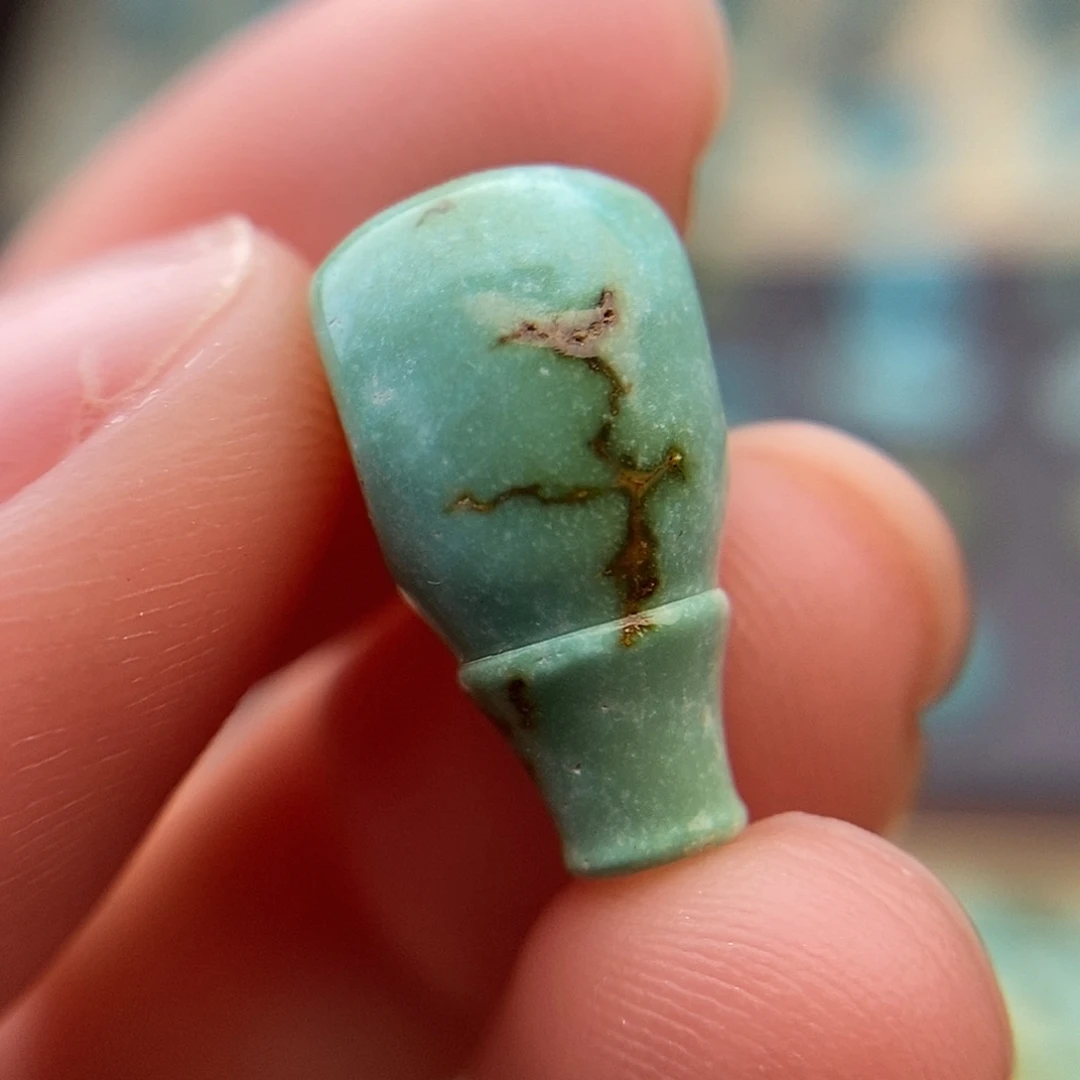 绿松石未镶嵌绿松石三通对孔8.5mm