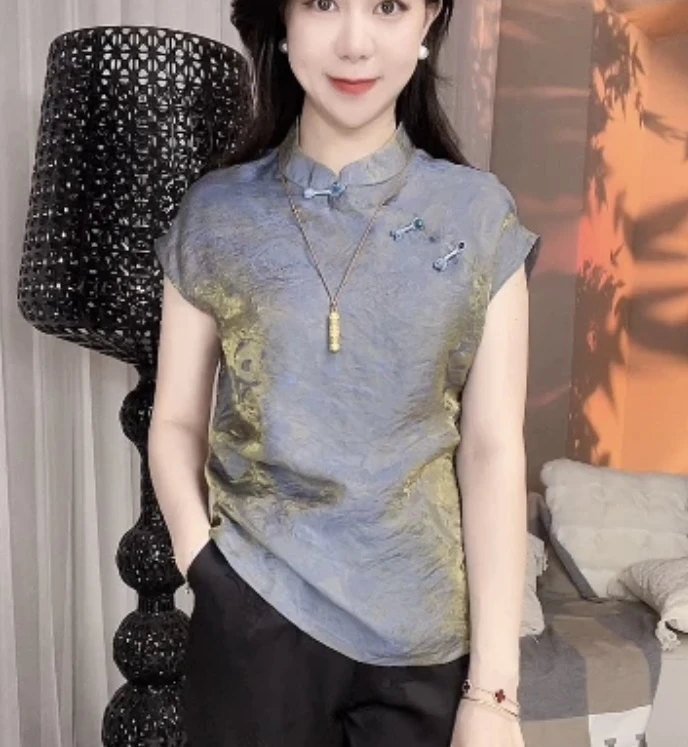 大胡子肉肉专属（金盏）原版！新中式国风夏季轻薄气质高定洋气上衣