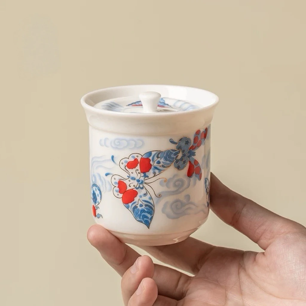 新中式白瓷蝴蝶茶叶罐防潮防串味家用茶叶储存小号罐子