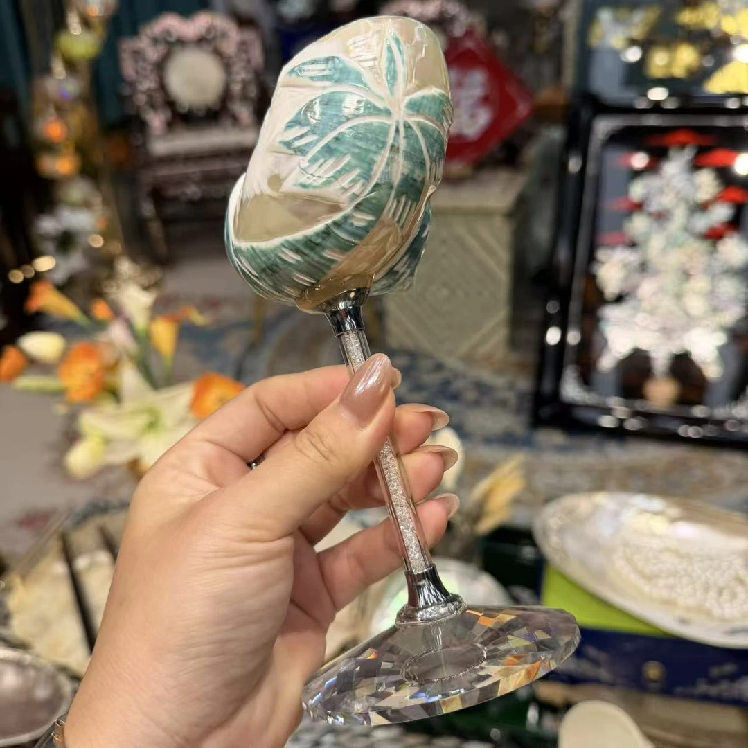 YH-东南亚深海贝壳手工杯装饰品摆件1个(多样性)