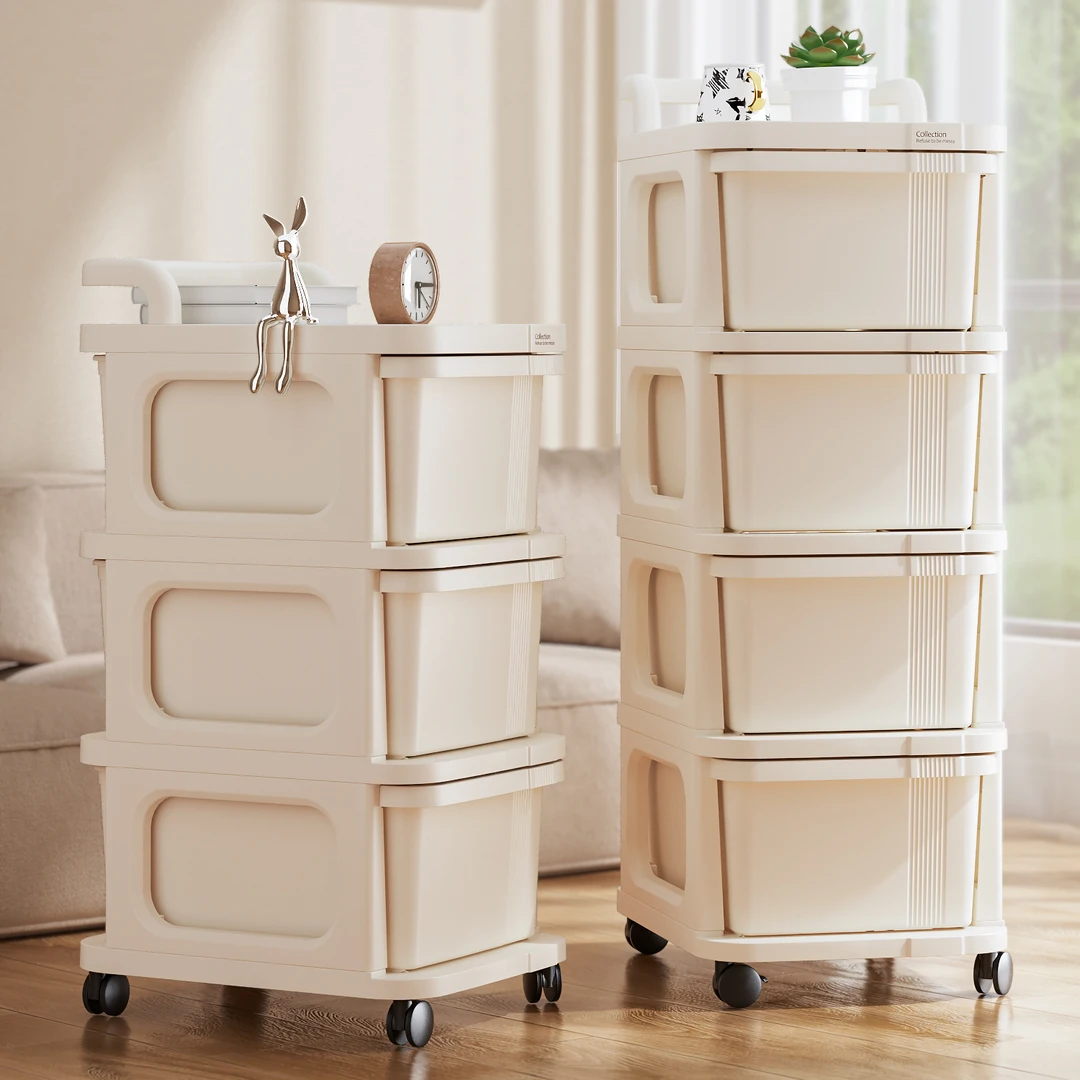 零食收纳柜推车置物架婴儿用品收纳柜家用抽屉式多层可移动收纳架