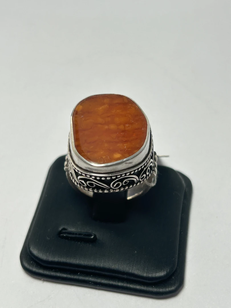 925银戒指 手工银镶嵌蜡戒指藏传中古