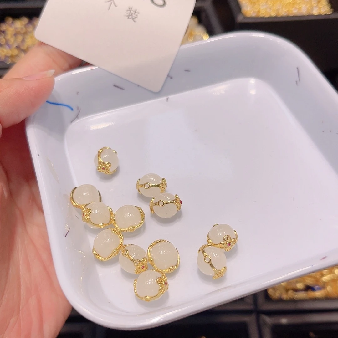 水晶珠宝半成品银S925镀金镶嵌118 。