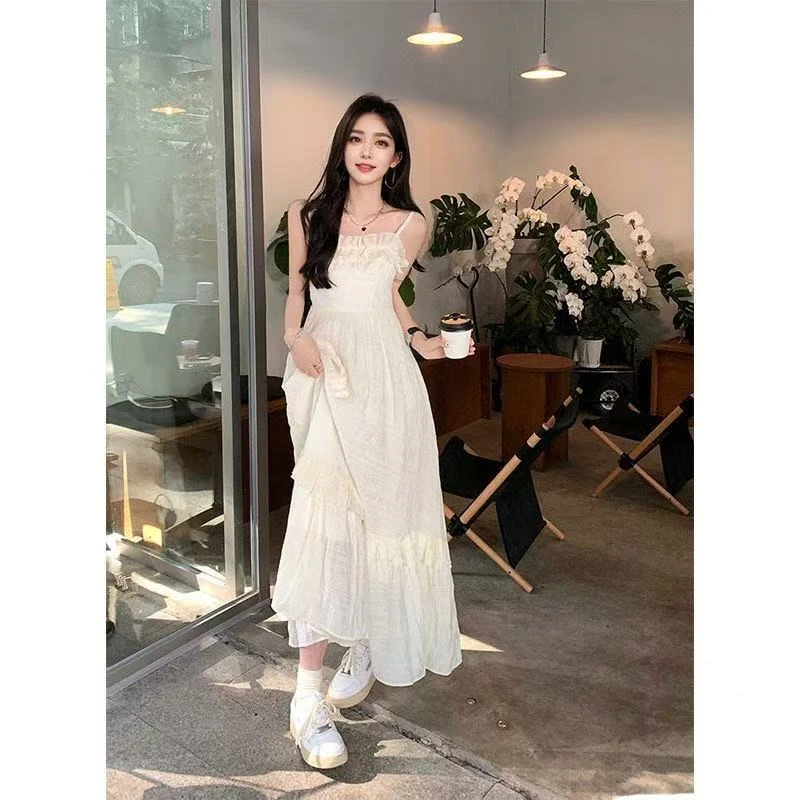 吊带连衣裙夏季甜美法式收腰显瘦设计超仙中长裙韩版完美世界联名