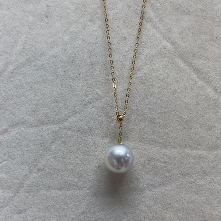 套链18K金镶嵌海水珍珠澳白10-11m 66号