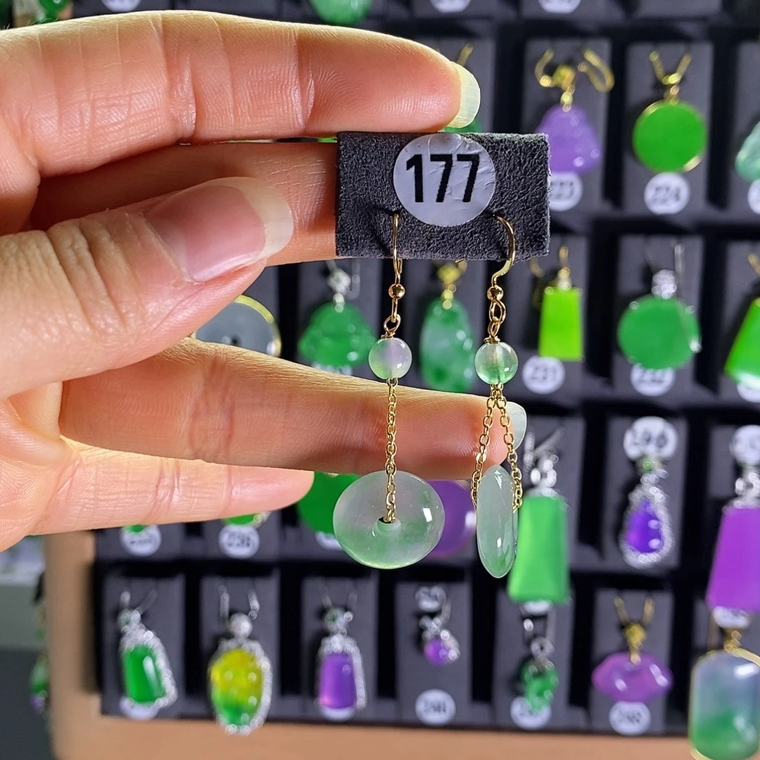 银S925镶嵌翡翠耳饰177