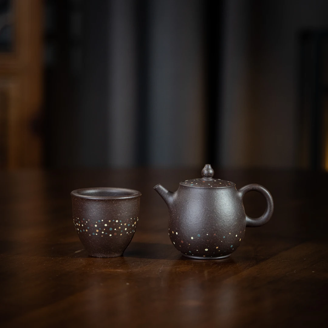 绽放套壶 吴静制 乌金砂  家用紫砂壶茶壶