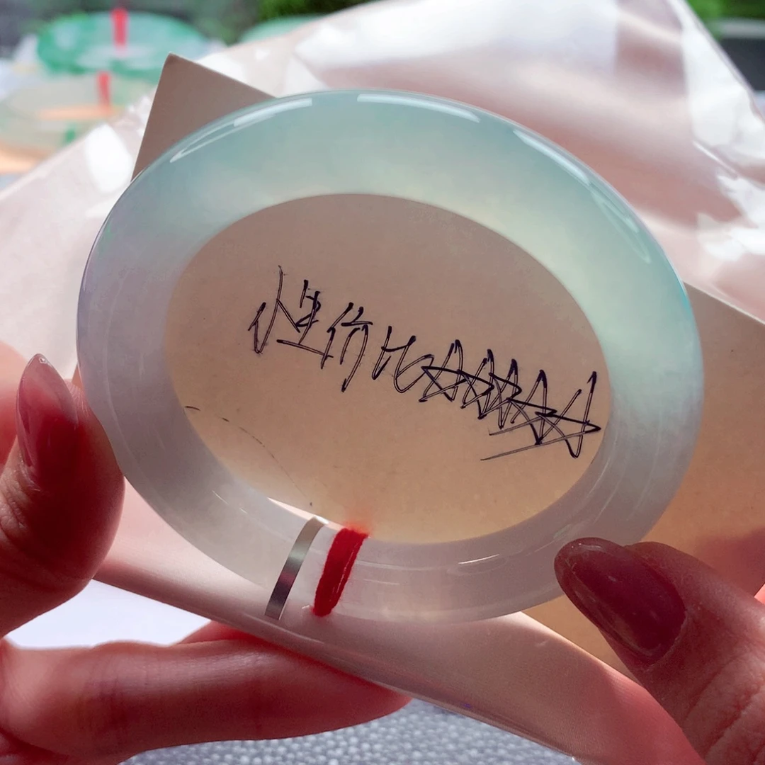 翡翠未镶嵌手镯52.8圆条 清新细腻冰胶条 灵