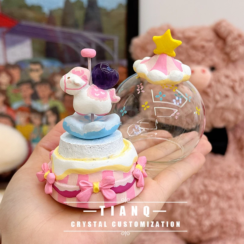 梦马生花水晶球桌面摆件