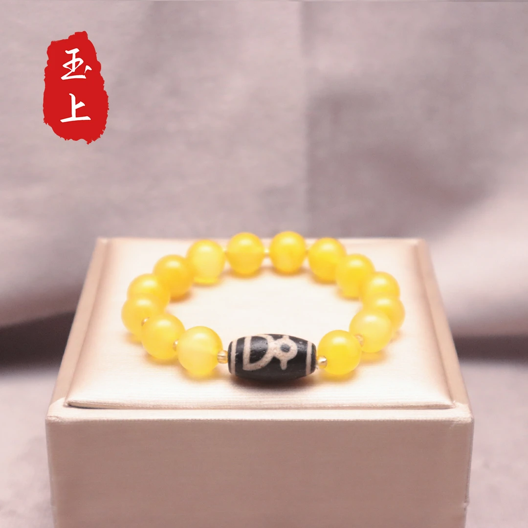 天然黄玛瑙10mm搭配天珠手串 多样性发——Y5002