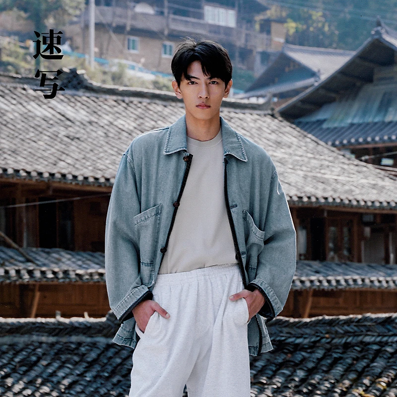 【商场同款】速写男装2025春新品翻领宽松长袖牛仔夹克9P2613990