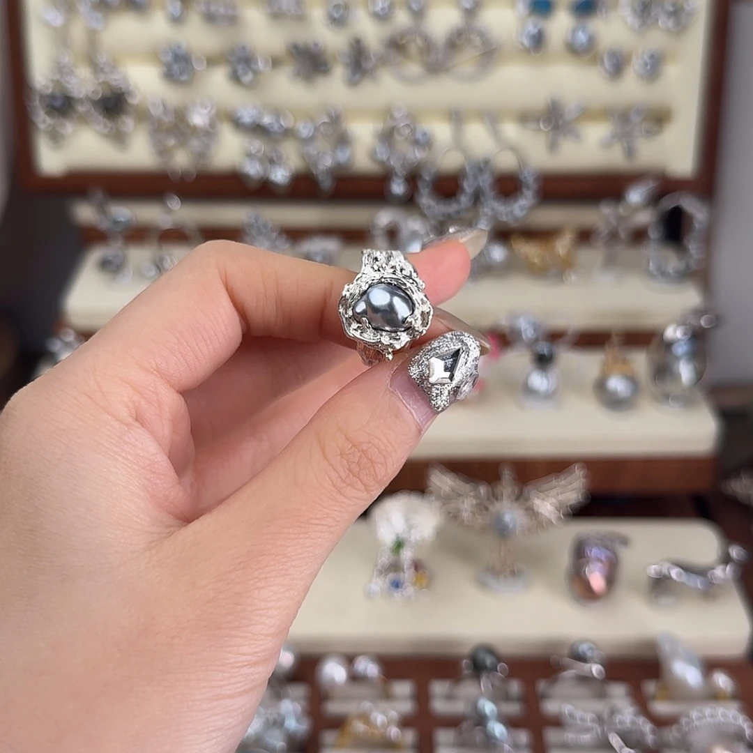 萌***牙925银手工银重工戒指