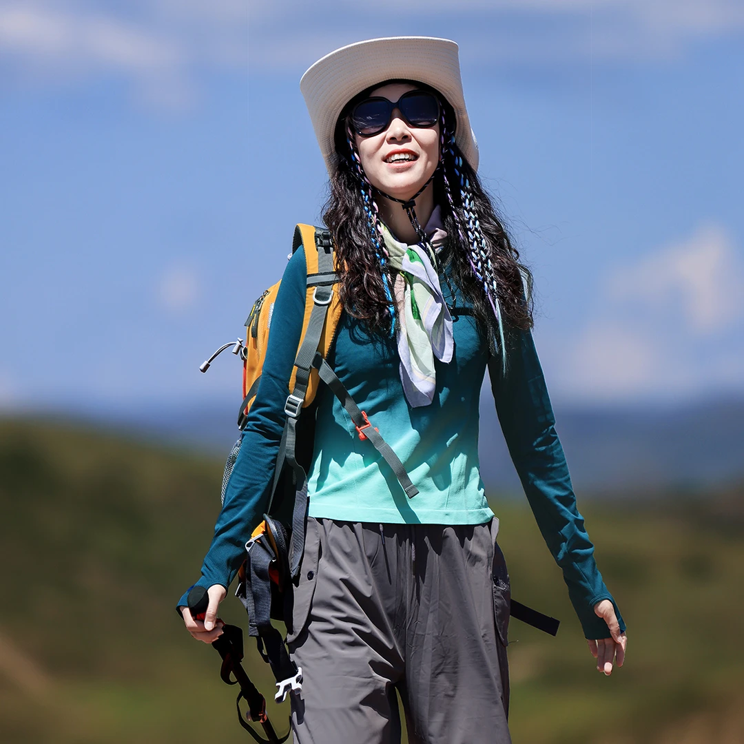 雪丘岛户外新款渐变速干衣修身透气旅行运动健身出游长袖T恤女款