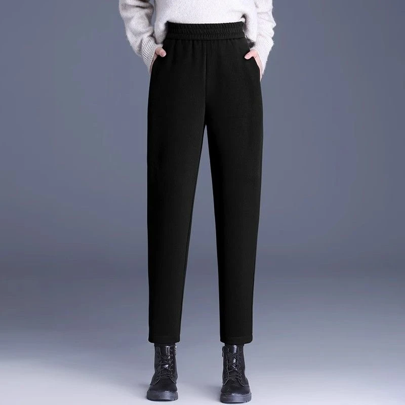 毛呢裤子女2025秋冬新款高腰显瘦哈伦裤时尚百搭休闲烟管萝卜女裤