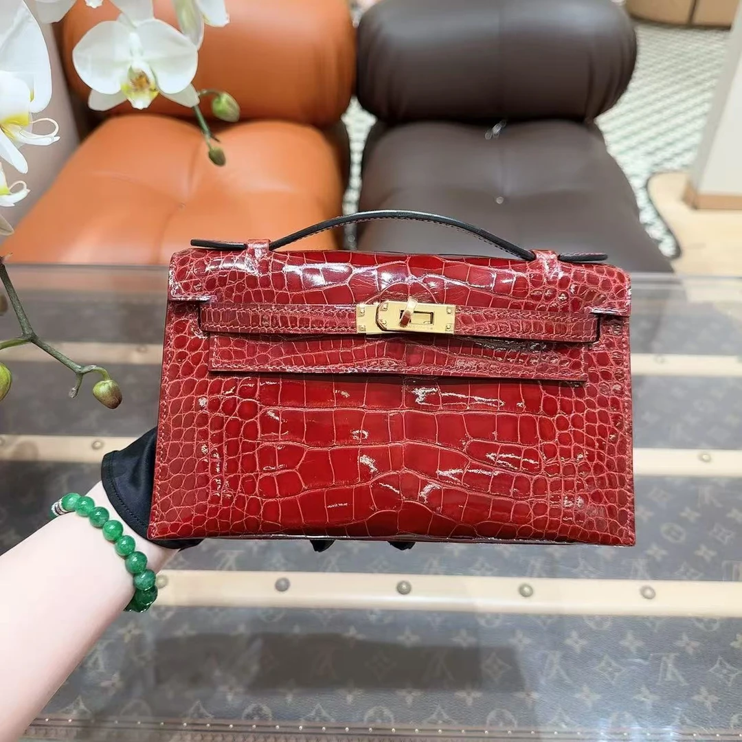 99新 Hermes/爱马仕 MiniKelly 一代 蜜糖棕金扣 方块 颜色好