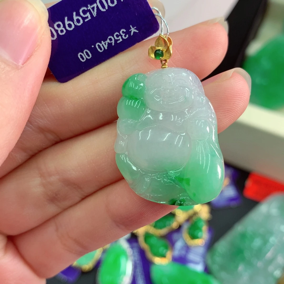 吊坠(不含链)18K金镶嵌翡翠