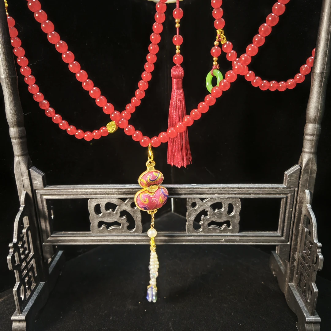 宋锦串珠长链项链吊坠