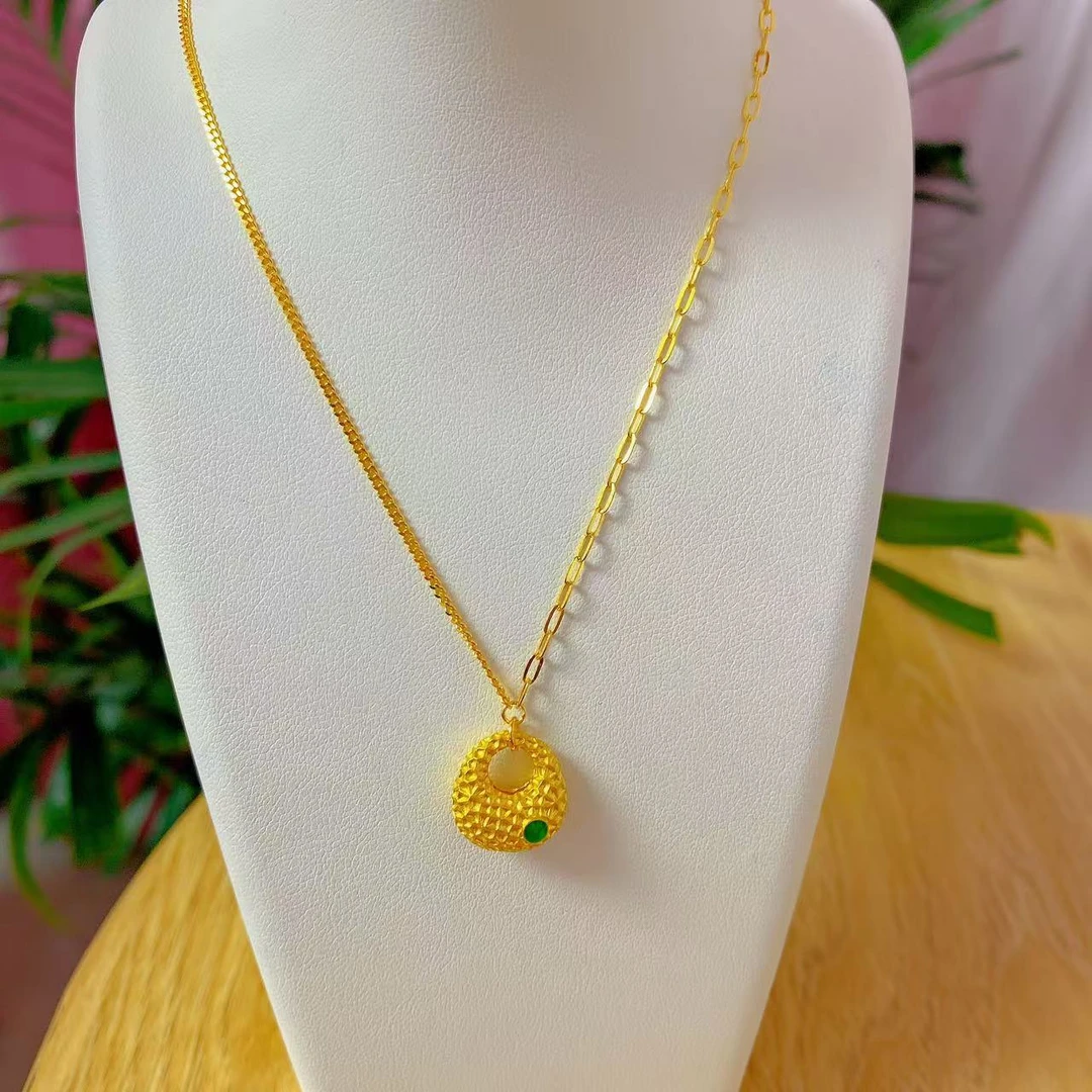 足金999    经典百搭珐琅彩大版金坨坨套链