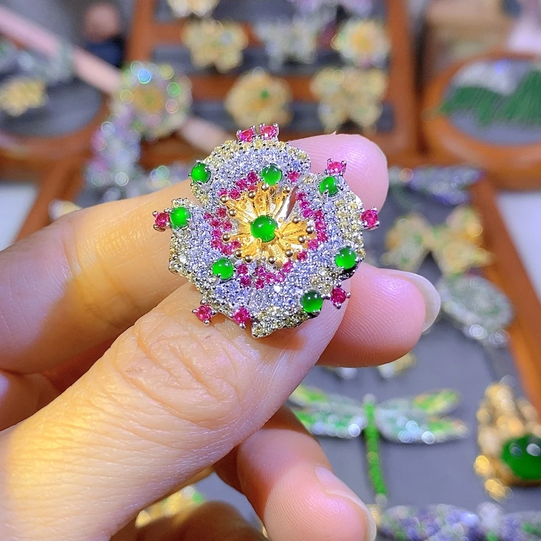 颈饰银S925镶嵌翡翠