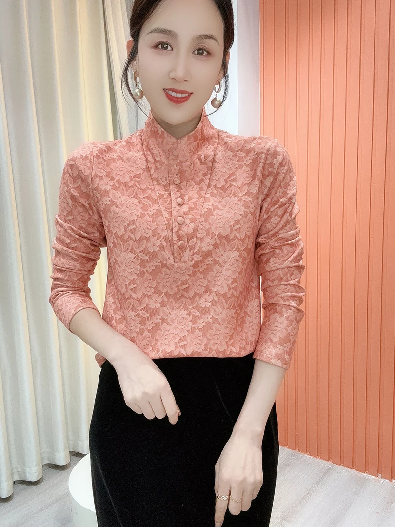 2025冬季新款半高领印花气质百搭长袖减龄加绒打底衫上衣女870