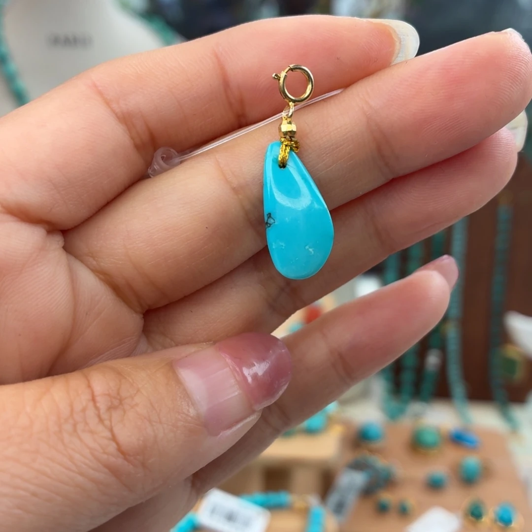 绿松石银S925镀金镶嵌颈饰