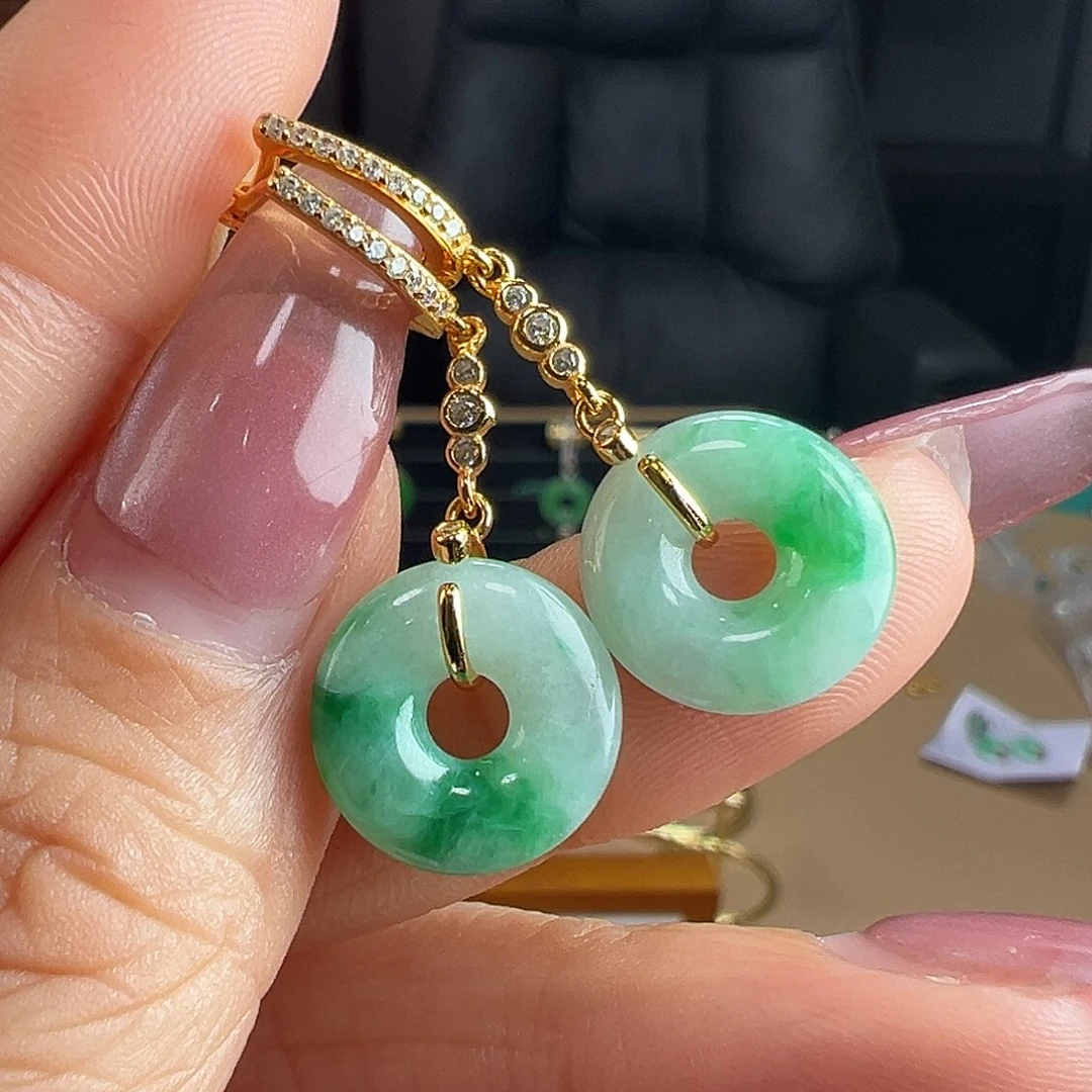 翡翠银S925镶嵌耳饰耳环