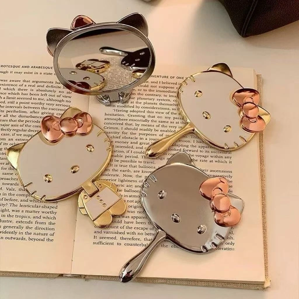 可爱kitty猫小镜子便携桌面立体折叠补妆镜学生手持迷你化妆镜XF