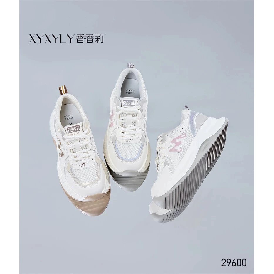香香莉2025春季女鞋韩版网面小白鞋厚底老爹鞋跑步女休闲鞋X29600