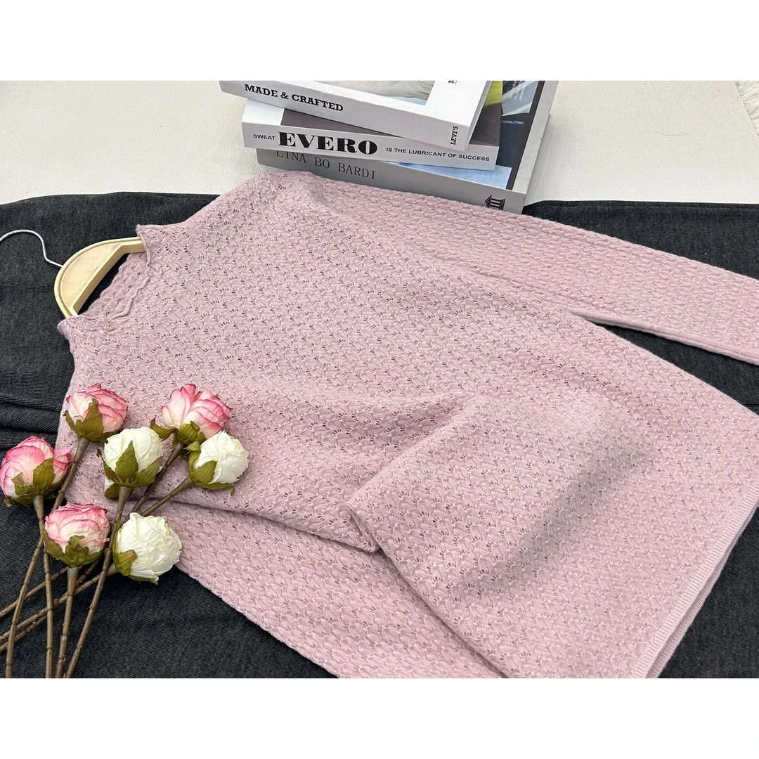 【粉色打底衫】百搭气质款针织长袖上衣QC2324