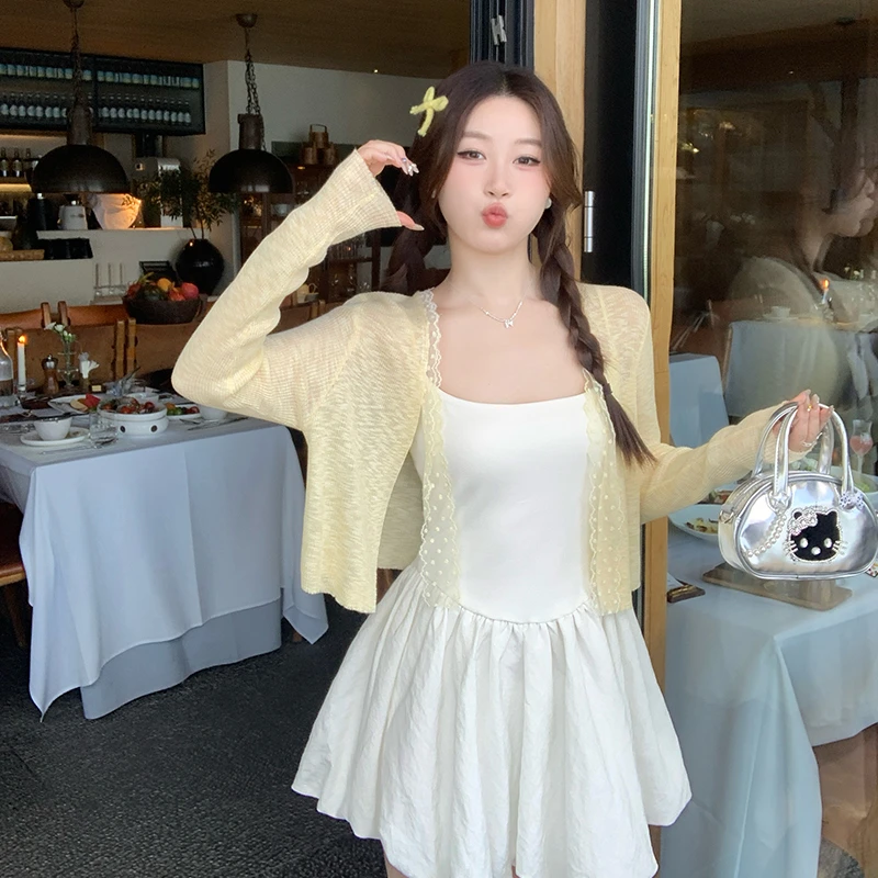 黄色开衫薄款小外搭2025新款夏季防晒衣女款夏日轻薄外套罩衫上衣