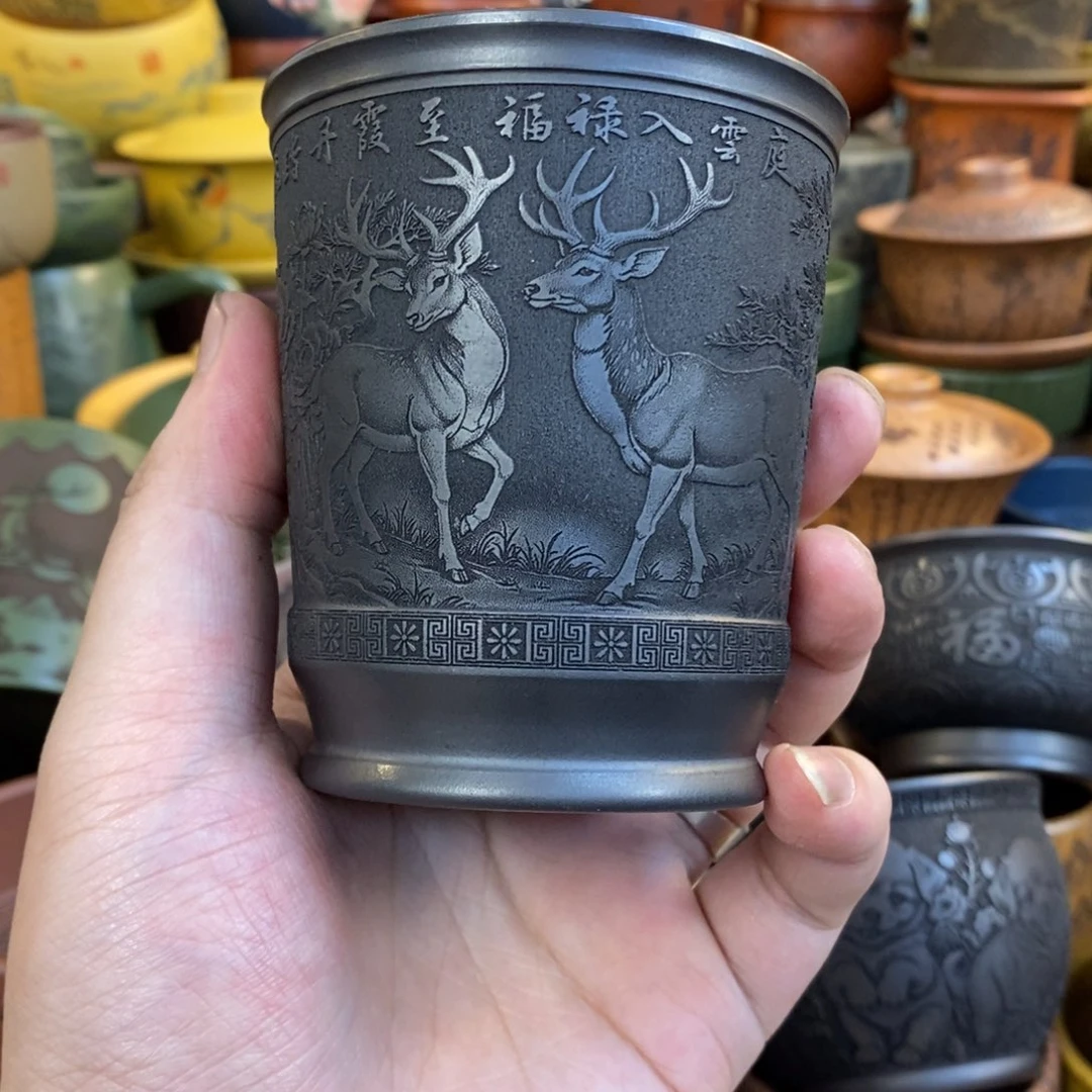 紫砂杯子宜兴全手工紫砂杯