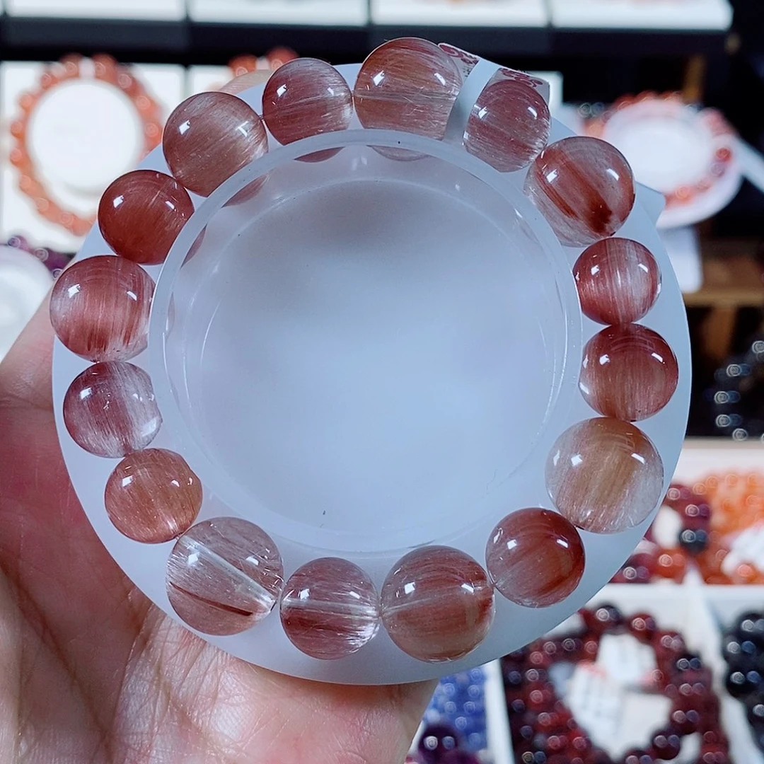 水晶手串未镶嵌粉兔泡泡珠