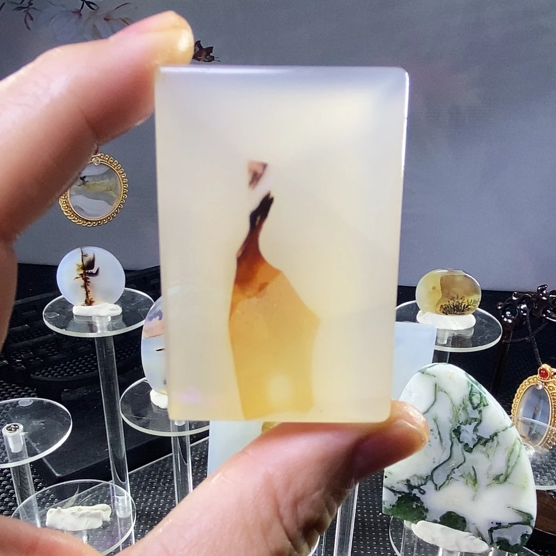 合成碳硅石非金属时尚图纹画面石饰品