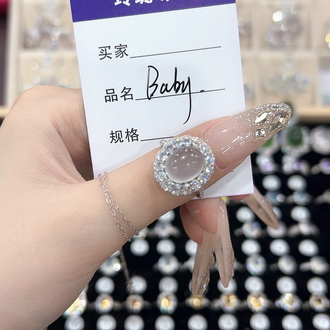 B***y芙蓉石戒指银S925镶嵌戒指