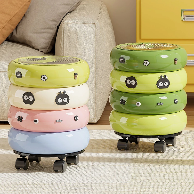 甜甜圈垃圾桶家用轻奢带盖高颜值多巴胺纸篓可移动按压收纳桶