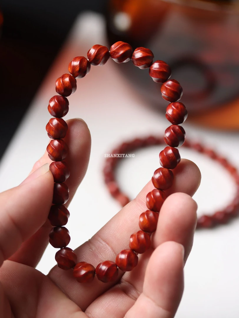 【山稀堂·扭纹系列】檀香紫檀8x8.5mm｜火舞