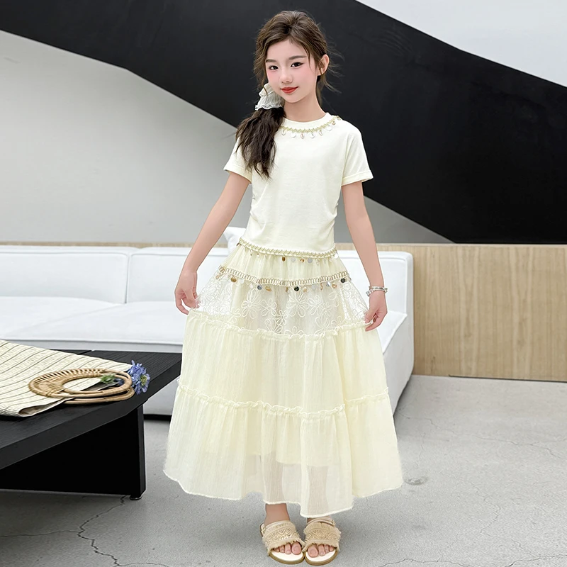 儿童夏季2025新款波西米亚裙套装中大童女童洋气时尚潮裙套装