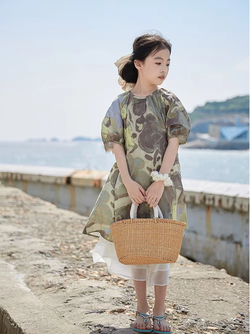 洋气夏季哇22957连衣裙甜美少女风宽松女孩裙子