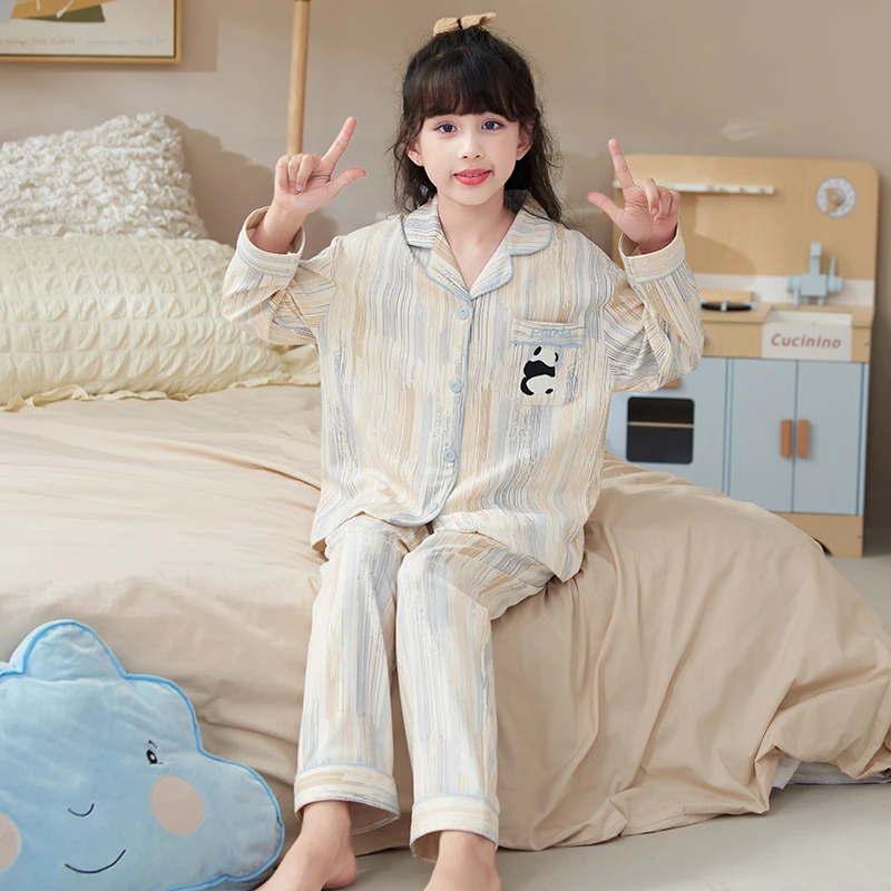 伊束姿女童睡衣2025新款秋季大童纯棉儿童长袖薄款女孩春秋家居服