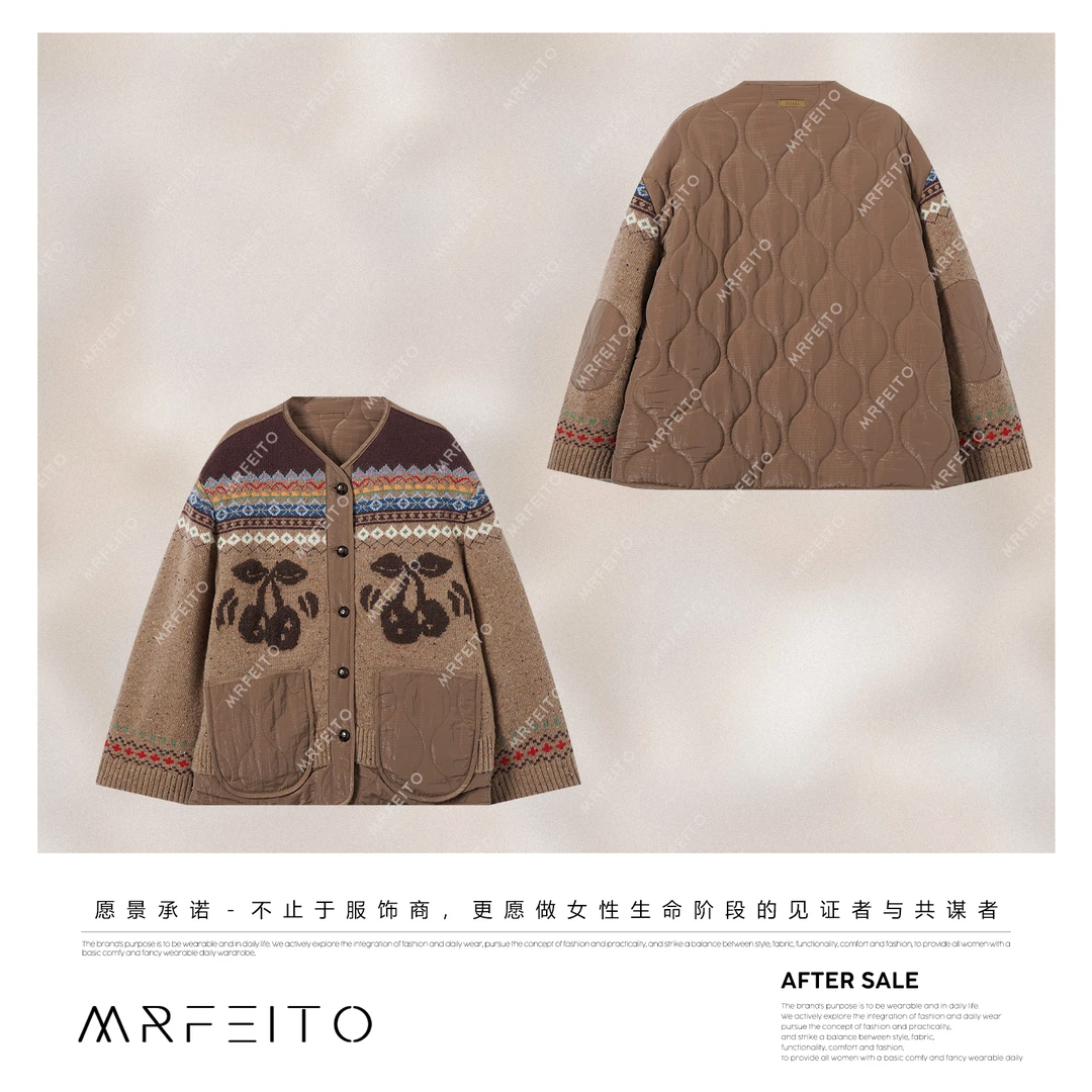 MRFEITO【动感樱桃】双面穿樱桃嵌织费尔岛风廓形外套H97W02D35055