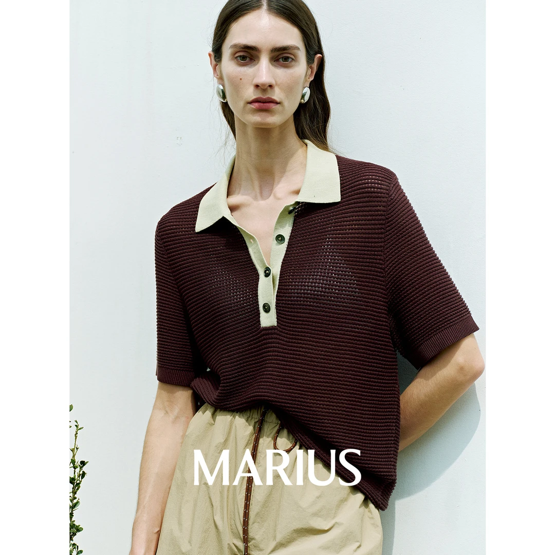 MARIUSMARIUS“春夏下午茶"纯棉双股合捻工艺VTG撞色Polo针织衫