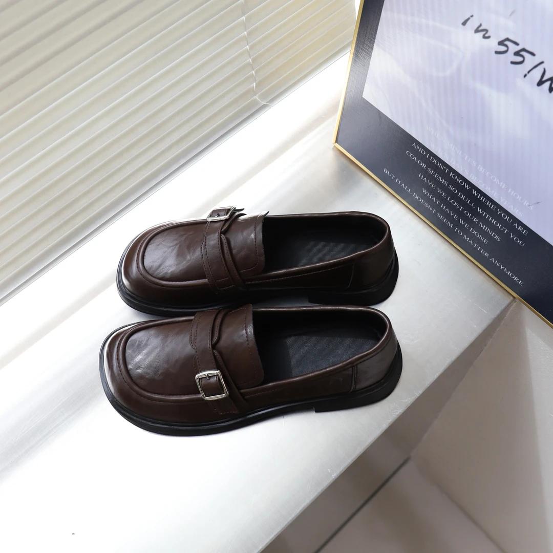 IMFLY金小金自制女装 乐福鞋DYX327英伦风厚底中跟小皮鞋女