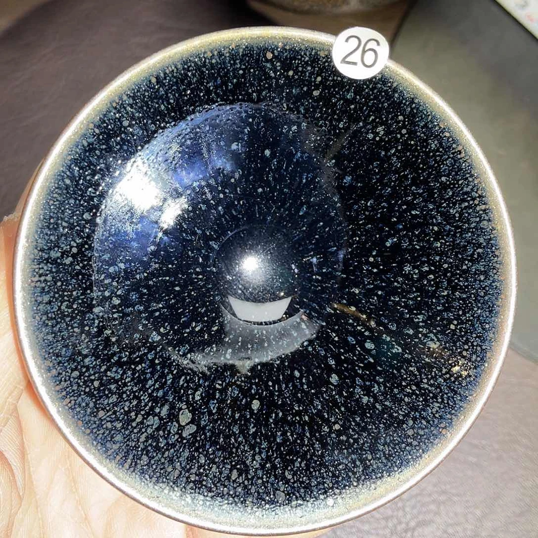 茶盏龙窑柴烧乌金油滴斗笠器型9.2口径