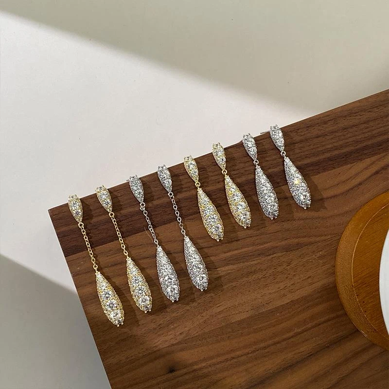 铜合金锆石耳饰 新款时尚耳环重工高级感设计感蓝色小众轻奢礼服