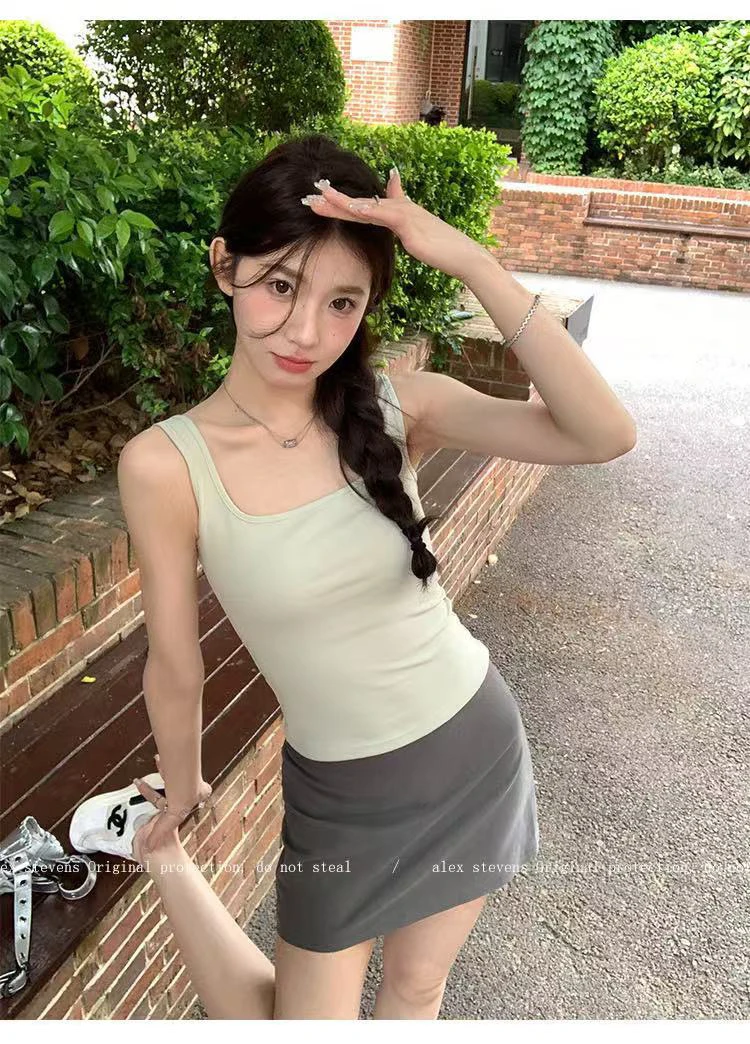 多巴胺吊带背心女带胸垫夏季显瘦内搭性感打底上衣外穿无袖辣妹