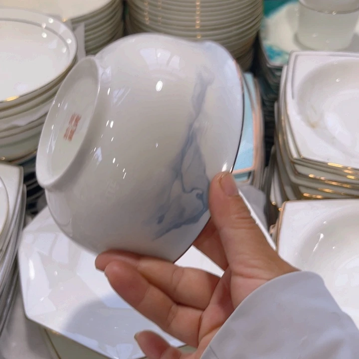 瓷片六寸面碗四个微瑕