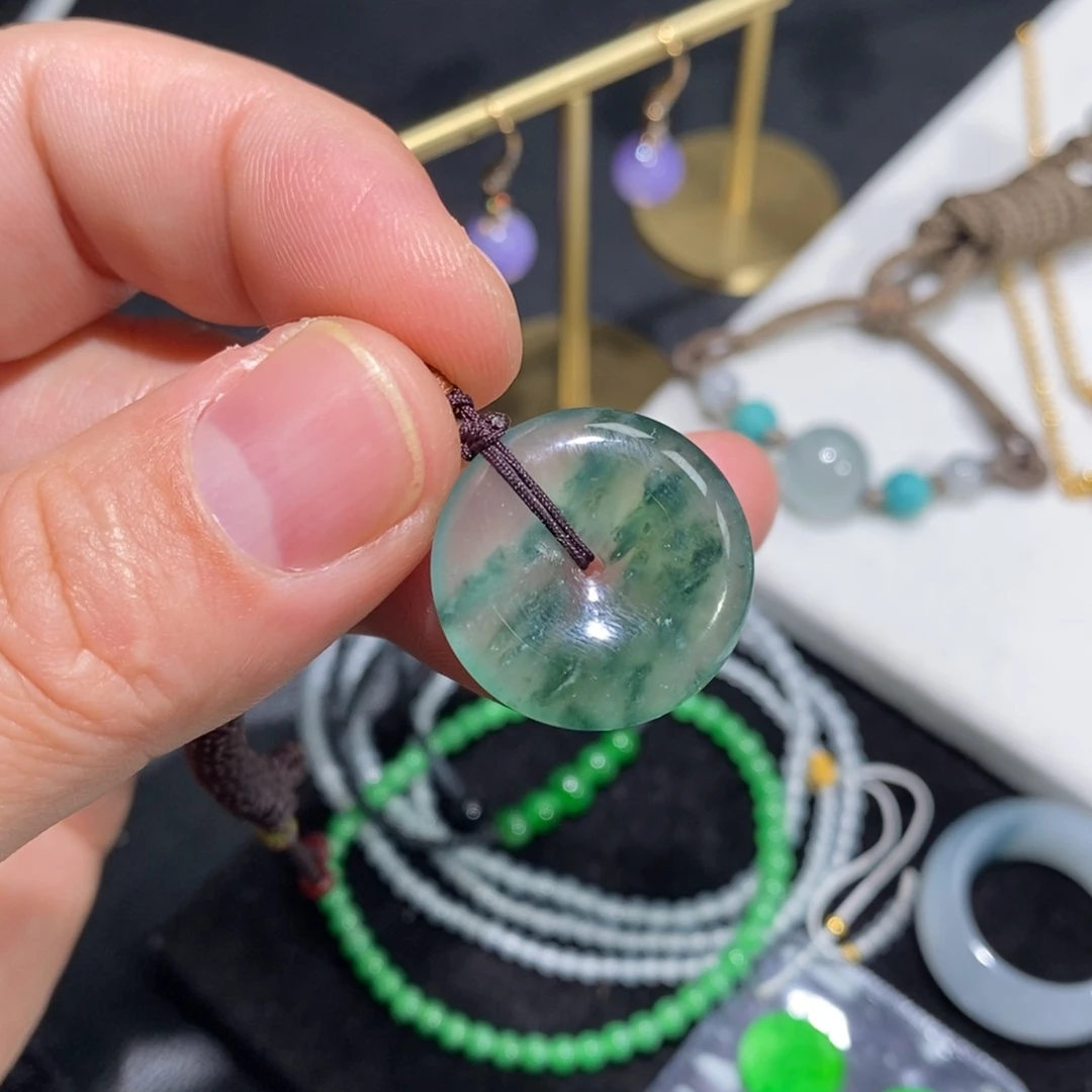 翡翠裸石冰飘花平安扣