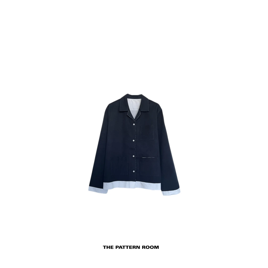 The pattern room | 递进时髦撞色双负压拼贴织物衬衫