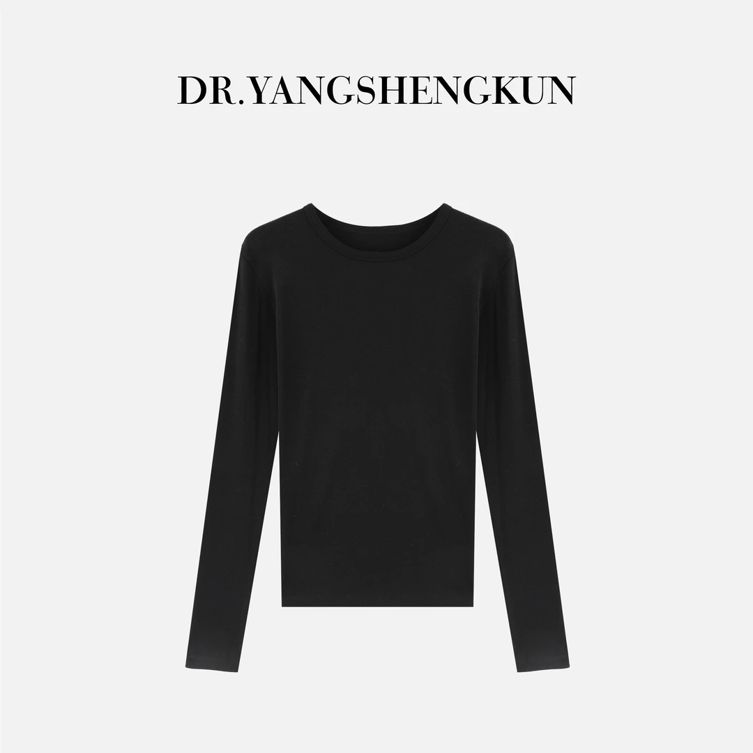 杨圣坤2025新品珍珠山羊绒打底衫圆领修身显瘦长袖T恤SQ2591604