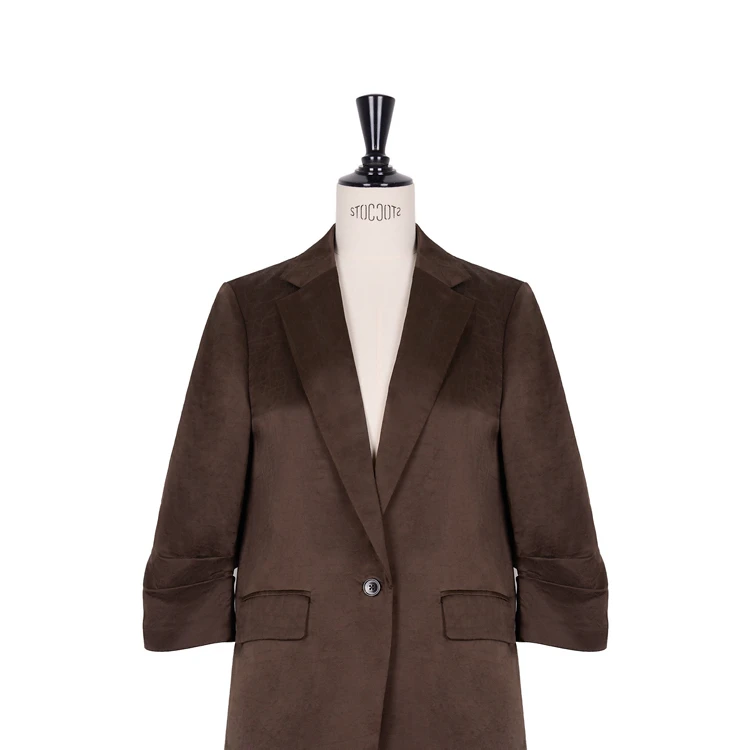 【月辉】咖色缎龟香云纱西服外套CD2167878